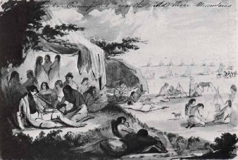 Indian Encampment near the Wind River Mountains, Alfred Jacob Miller